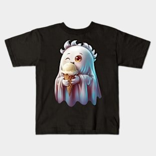 Cute Ghost eating icecream Kids T-Shirt